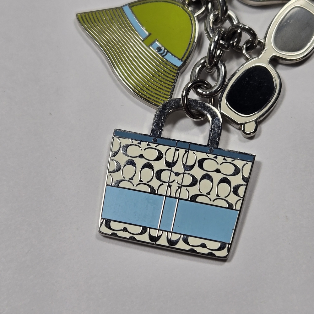Coach Silver Blue and Green Keychain - Picture 5 of 7
